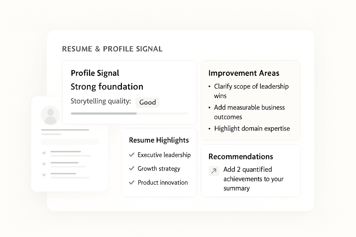 Sage resume analysis interface with smart recommendations
